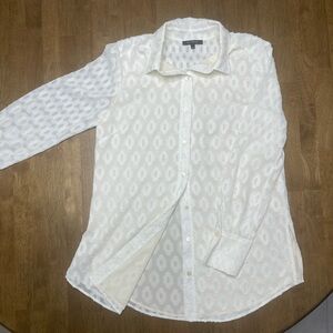 St. John Spring 2017 White Sheer Silk Patterned Blouse